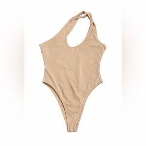 One-Shoulder Nude High-Cut the One Piece Swimsuit- Small